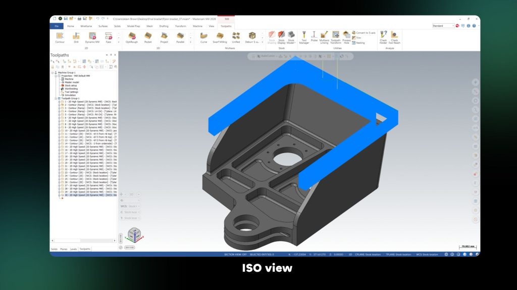 Titanium Pylon Bracket Forging Model in Mastercam